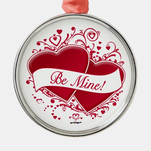 Wees mij. Rode harten Metalen Ornament (Voorkant)