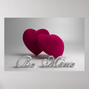 Wees mijn 3D Hearts Valentijn Poster