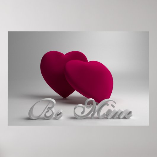 Wees mijn 3D Hearts Valentijn Poster (Voorkant)
