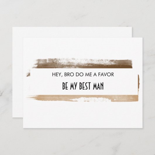 Wees mijn beste man Bruine Waterverf Paint Streaks Uitnodiging Briefkaart (Voorkant / Achterkant)