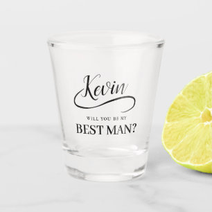Wees mijn beste man handgeschreven swash kalligraf shot glas