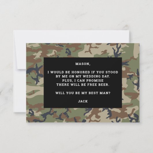Wees mijn beste man Kaart - Camo (Achterkant)