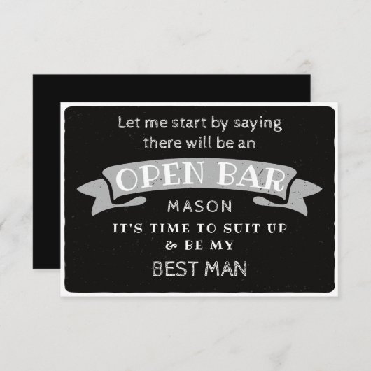 Wees mijn beste man Kaart - Funny Open Bar (Voorkant / Achterkant)