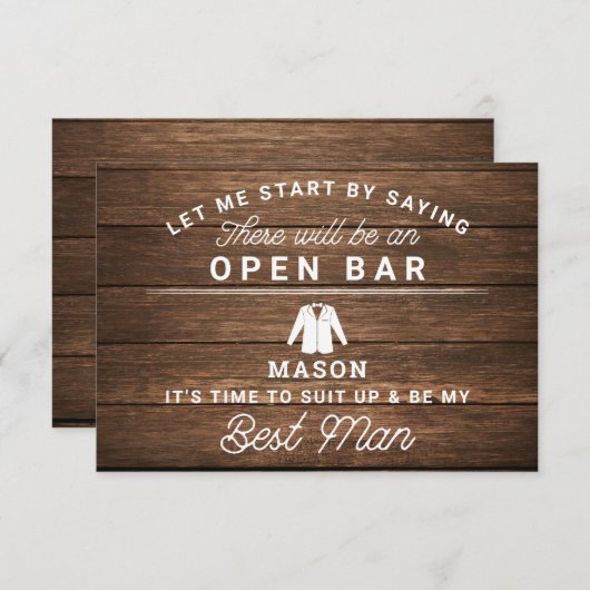 Wees mijn beste man Kaart - Rustic Wood (Voorkant / Achterkant)