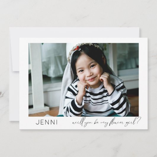 Wees mijn bloemenmeisje Foto Aanzoek Calligrafie Kaart (Voorkant)