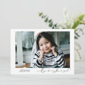 Wees mijn bloemenmeisje Foto Aanzoek Calligrafie Kaart (Staand voorkant)