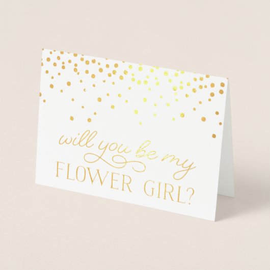 Wees mijn Bloemenmeisje | Gepersonaliseerde foto G Folie Kaarten (Voorkant)