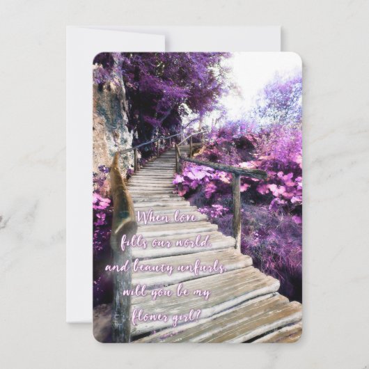 wees mijn bloemenmeisje houten pad uitnodiging (Voorkant)