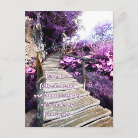 wees mijn bloemenmeisje houten pad uitnodiging (Voorkant)