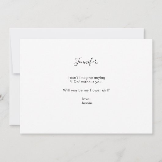 Wees mijn bloemenmeisje Kleine foto aanvraag uitno Kaart (Achterkant)