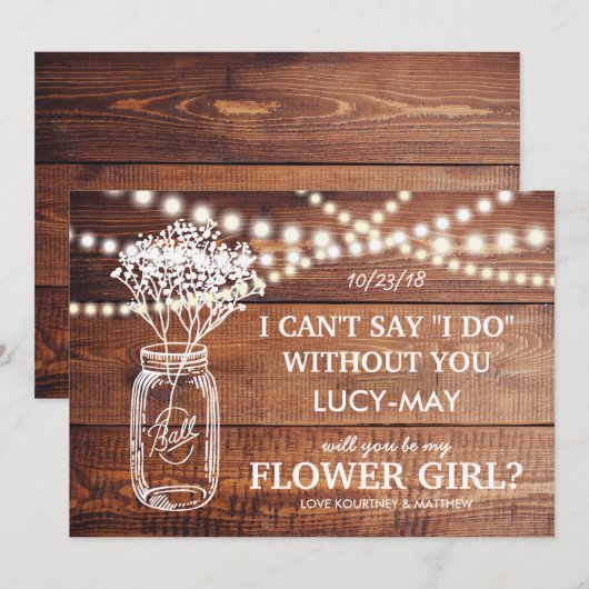 Wees mijn bloemenmeisje | Landelijke bruidsmeisjes Kaart (Voorkant / Achterkant)