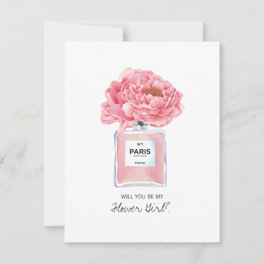 Wees mijn bloemenmeisje Roze Pioenrozen en Parfum (Voorkant)