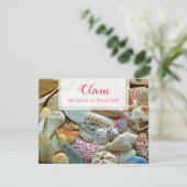 Wees mijn bloemenmeisje Schelp briefkaart met pers (Staand voorkant)