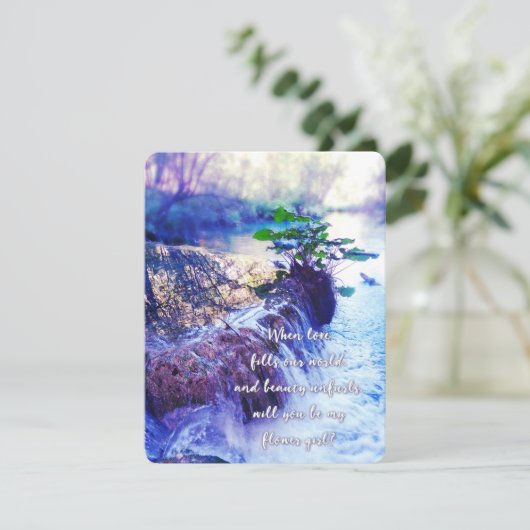 wees mijn bloemenmeisje waterhaze uitnodiging (Staand voorkant)