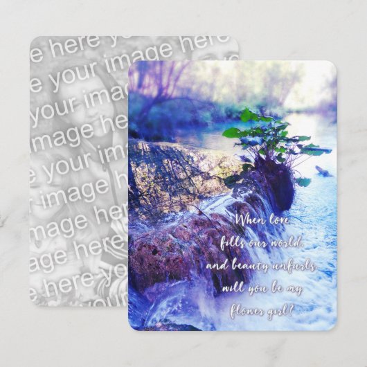 wees mijn bloemenmeisje waterhaze uitnodiging (Voorkant / Achterkant)