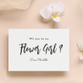 Wees mijn bloemenmeisje Zwart Wit Script Kaart