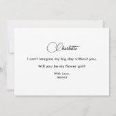 Wees mijn bloemenmeisje Zwart Wit Script Kaart (Achterkant)