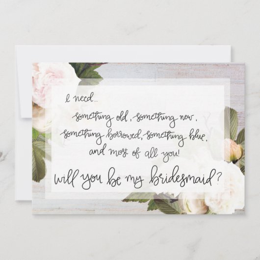 Wees mijn Bridemaid | Bridal Party Assurance Card Kaart (Voorkant)