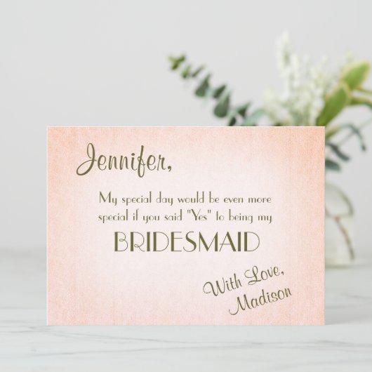 Wees mijn Bridesmaid |  Blush Kaart (Staand voorkant)