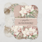Wees mijn Bridesmaid Blush Pink Tropical Orchid Fl Kaart (Voorkant / Achterkant)