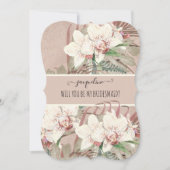 Wees mijn Bridesmaid Blush Pink Tropical Orchid Fl Kaart (Voorkant)