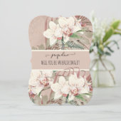 Wees mijn Bridesmaid Blush Pink Tropical Orchid Fl Kaart (Staand voorkant)