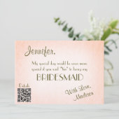 Wees mijn Bridesmaid |  Blush QR Kaart (Staand voorkant)