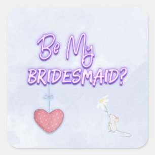 Wees mijn Bridesmaid Boerderij Mouse Daisy over Wa Vierkante Sticker