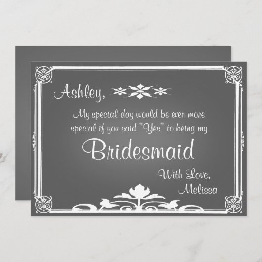 Wees mijn Bridesmaid | Chalkboard Kaart (Voorkant / Achterkant)