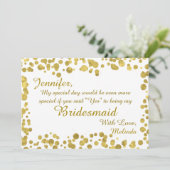 Wees mijn Bridesmaid | Confetti Celebration Gold Kaart (Staand voorkant)