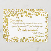 Wees mijn Bridesmaid | Confetti Celebration Gold Kaart (Voorkant / Achterkant)
