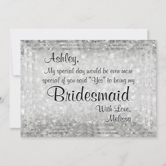 Wees mijn Bridesmaid Diamond Glitter Kaart (Voorkant)