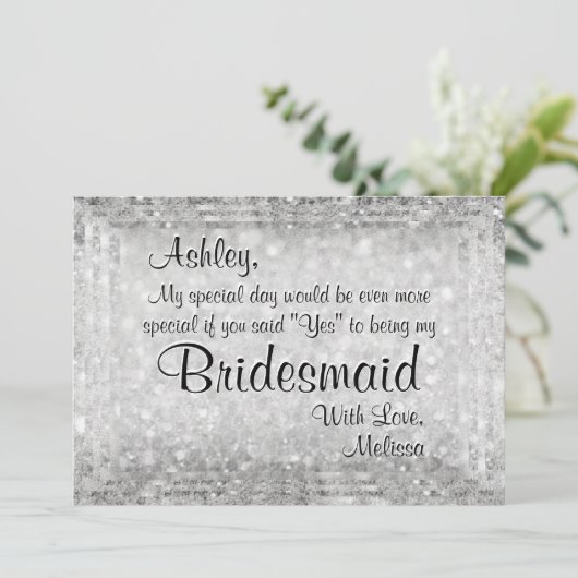 Wees mijn Bridesmaid Diamond Glitter Kaart (Staand voorkant)