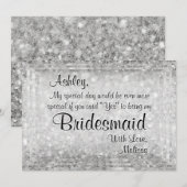 Wees mijn Bridesmaid Diamond Glitter Kaart (Voorkant / Achterkant)