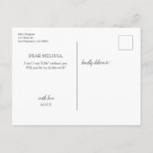Wees mijn Bridesmaid Dusty Blue Beige Flowers Boho Uitnodiging Briefkaart (Achterkant)