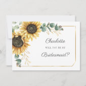 Wees mijn Bridesmaid Eucalyptus Sunflower Geometri Kaart (Voorkant)