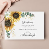 Wees mijn Bridesmaid Eucalyptus Sunflower Geometri Kaart