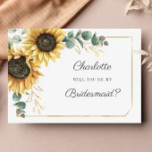 Wees mijn Bridesmaid Eucalyptus Sunflower Geometri Kaart