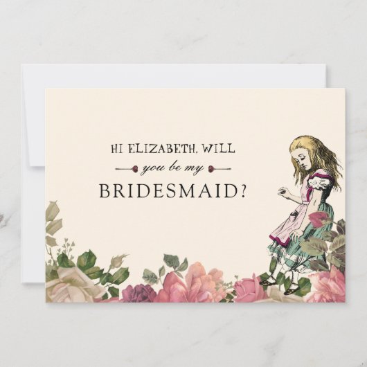 Wees mijn Bridesmaid Floral Alice Wonderland Kaart (Voorkant)