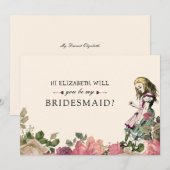 Wees mijn Bridesmaid Floral Alice Wonderland Kaart (Voorkant / Achterkant)