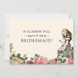 Wees mijn Bridesmaid Floral  Alice Wonderland Kaart