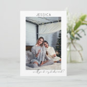 Wees mijn Bridesmaid fotovoorstel kalligrafie V Kaart (Staand voorkant)