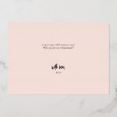 Wees mijn Bridesmaid Funny Pee Folie Folie Uitnodiging (Achterkant)