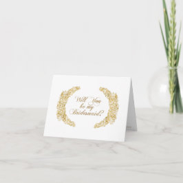 Wees mijn Bridesmaid, gegraveerde goudbloem in lef