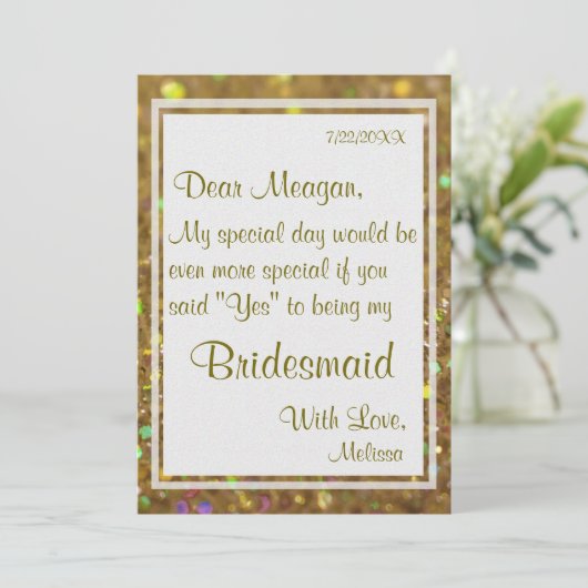 Wees mijn Bridesmaid | Glitter Glam Kaart (Staand voorkant)