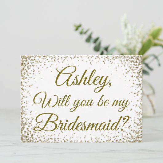 Wees mijn Bridesmaid | Glitter glitter voor goudCo Kaart (Staand voorkant)