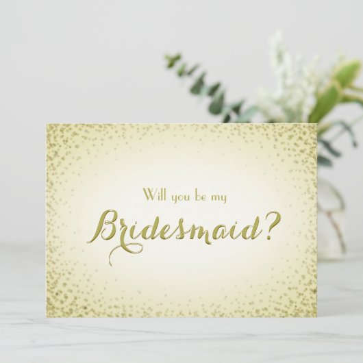 Wees mijn Bridesmaid Golden Glitter Confetti Kaart (Staand voorkant)