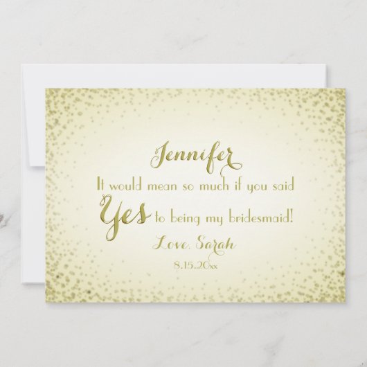 Wees mijn Bridesmaid Golden Glitter Confetti Kaart