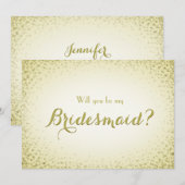 Wees mijn Bridesmaid Golden Glitter Confetti Kaart (Voorkant / Achterkant)