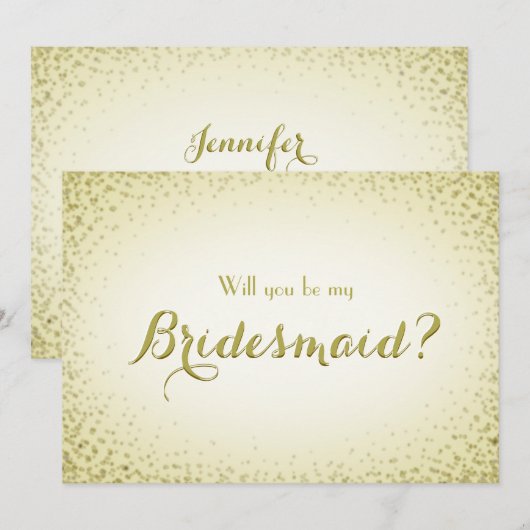 Wees mijn Bridesmaid Golden Glitter Confetti Kaart (Voorkant / Achterkant)